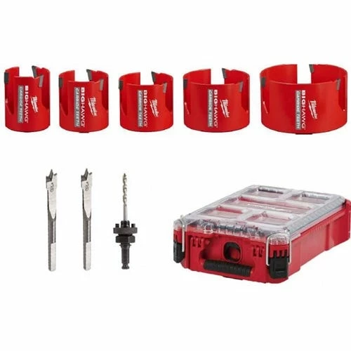 Milwaukee Tools Milwaukee BIG HAWG 9-Piece Carbide Hole Saw Set PACKOUT Kit 49-56-9295 2 Milwaukee Tools Milwaukee BIG HAWG 9-Piece Carbide Hole Saw Set PACKOUT Kit 49-56-9295 - Image 2