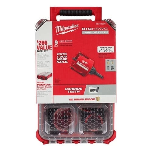 Milwaukee Tools Milwaukee BIG HAWG 9-Piece Carbide Hole Saw Set PACKOUT Kit 49-56-9295 3 Milwaukee Tools Milwaukee BIG HAWG 9-Piece Carbide Hole Saw Set PACKOUT Kit 49-56-9295 - Image 3