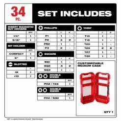 Milwaukee Tools Milwaukee SHOCKWAVE Impact Duty™ Driver Bit Set- 34PC 48-32-5101 -Champion Cutting Tool shop 48 32 5101 set includes