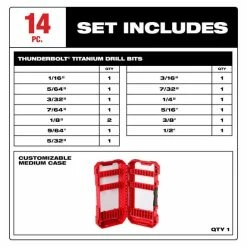 Milwaukee Tools Milwaukee THUNDERBOLT® Titanium Drill Bit Set – 14PC 48-89-0011 -Champion Cutting Tool shop 48 89 0011 set includes