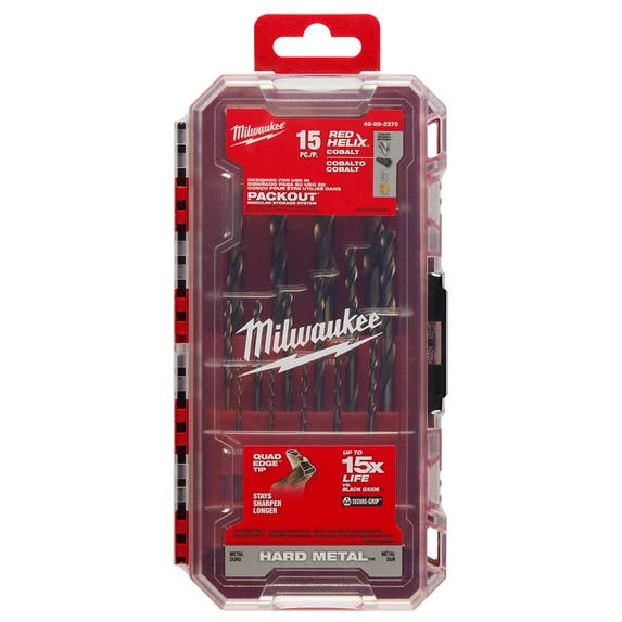 Milwaukee Tools Milwaukee RED HELIX™ Cobalt Drill Bit Set – 15PC 48-89-2370 2 Milwaukee Tools Milwaukee RED HELIX™ Cobalt Drill Bit Set – 15PC 48-89-2370 - Image 2