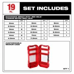 Milwaukee Tools Milwaukee SHOCKWAVE Impact Duty™ RED HELIX™ Titanium Metric Drill Bit Set - 19PC 48-89-4860 6 Milwaukee Tools Milwaukee SHOCKWAVE Impact Duty™ RED HELIX™ Titanium Metric Drill Bit Set - 19PC 48-89-4860 -Champion Cutting Tool shop 48 89 4860 set includes