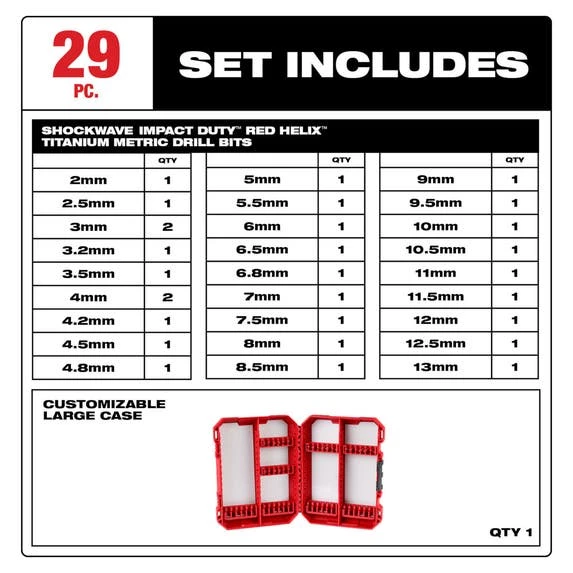 Milwaukee Tools Milwaukee SHOCKWAVE Impact Duty™ RED HELIX™ Titanium Metric Drill Bit Set - 29PC 48-89-4862 3 Milwaukee Tools Milwaukee SHOCKWAVE Impact Duty™ RED HELIX™ Titanium Metric Drill Bit Set - 29PC 48-89-4862 - Image 3