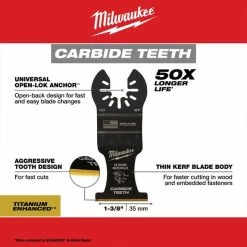 Milwaukee Tools Milwaukee OPEN-LOK 1-3/8" Titanium Enhanced Carbide Teeth Multi-Material Blade 49-25-1521 -Champion Cutting Tool shop 49 25 1521 3