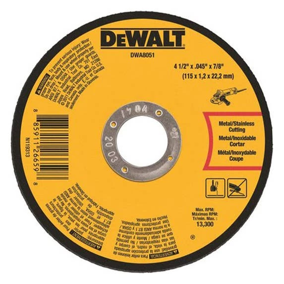 DeWalt Power Tools DeWalt 4-1/2" X .045" X 7/8" Metal Cut-Off Wheel (10 Pack) DWA8051T10 1 DeWalt Power Tools DeWalt 4-1/2" X .045" X 7/8" Metal Cut-Off Wheel (10 Pack) DWA8051T10
