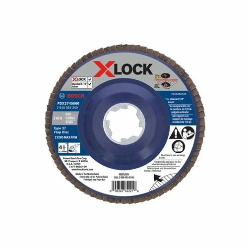Bosch Power Tools Bosch 4-1/2" X-LOCK Arbor Type 27 60 Grit Flap Disc FDX2745060 1 Bosch Power Tools Bosch 4-1/2" X-LOCK Arbor Type 27 60 Grit Flap Disc FDX2745060