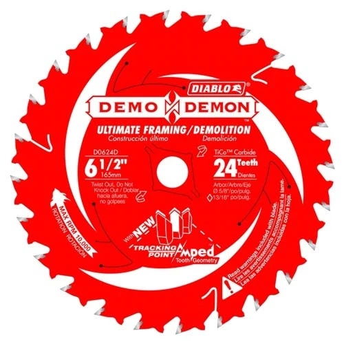 Freud Diablo Blades Freud Diablo 6-1/2" X 24 Tooth Ultimate Framing / Demolition Saw Blade D0624DA 1 Freud Diablo Blades Freud Diablo 6-1/2" X 24 Tooth Ultimate Framing / Demolition Saw Blade D0624DA