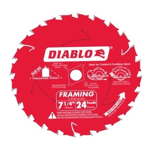 Freud Diablo Blades Freud Diablo 7-1/4" 24 Tooth Track Point Framing Saw Blade D0724A 1 Freud Diablo Blades Freud Diablo 7-1/4" 24 Tooth Track Point Framing Saw Blade D0724A