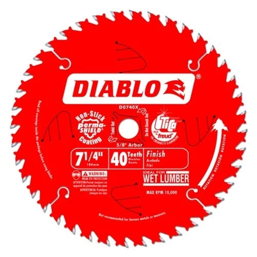Freud Diablo Blades Freud Diablo 7-1/4" 40 Tooth Finishing Saw Blade D0740A 1 Freud Diablo Blades Freud Diablo 7-1/4" 40 Tooth Finishing Saw Blade D0740A