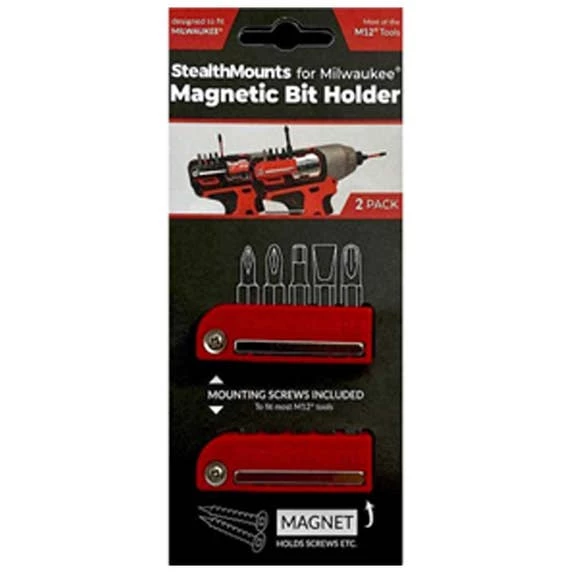 Stealthmounts Bit Holder For Milwaukee M12 (2 Pack) BH-MW12-RED-2 1 Stealthmounts Bit Holder For Milwaukee M12 (2 Pack) BH-MW12-RED-2