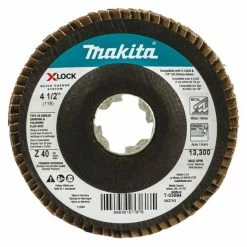 Makita Tools Makita X-LOCK 4-1/2" 40 Grit Type 29 Angled Grinding & Polishing Flap Disc For X-LOCK & All 7/8" Arbor Grinders T-03894